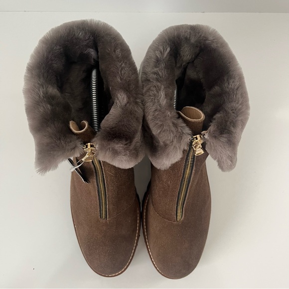 RON WHITE Paige Genuine Shearling Lined Weatherproof Bootie in Brown NEW - Picture 5 of 16